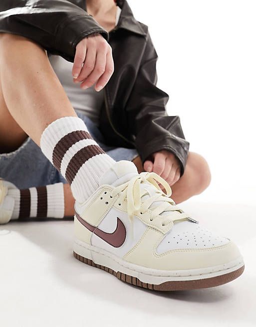 Nike Dunk Low NN sneakers in off white | ASOS Nike Dunk Low Outfit, Nike Dunk Low Off White, Brown Trainers, Nike Low Tops, Dunks Outfit, Nike Brand, Nike Sneakers Women, Nike Dunk Low, Low Sneakers