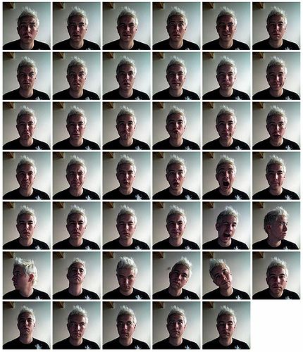 many different pictures of an older woman with white hair