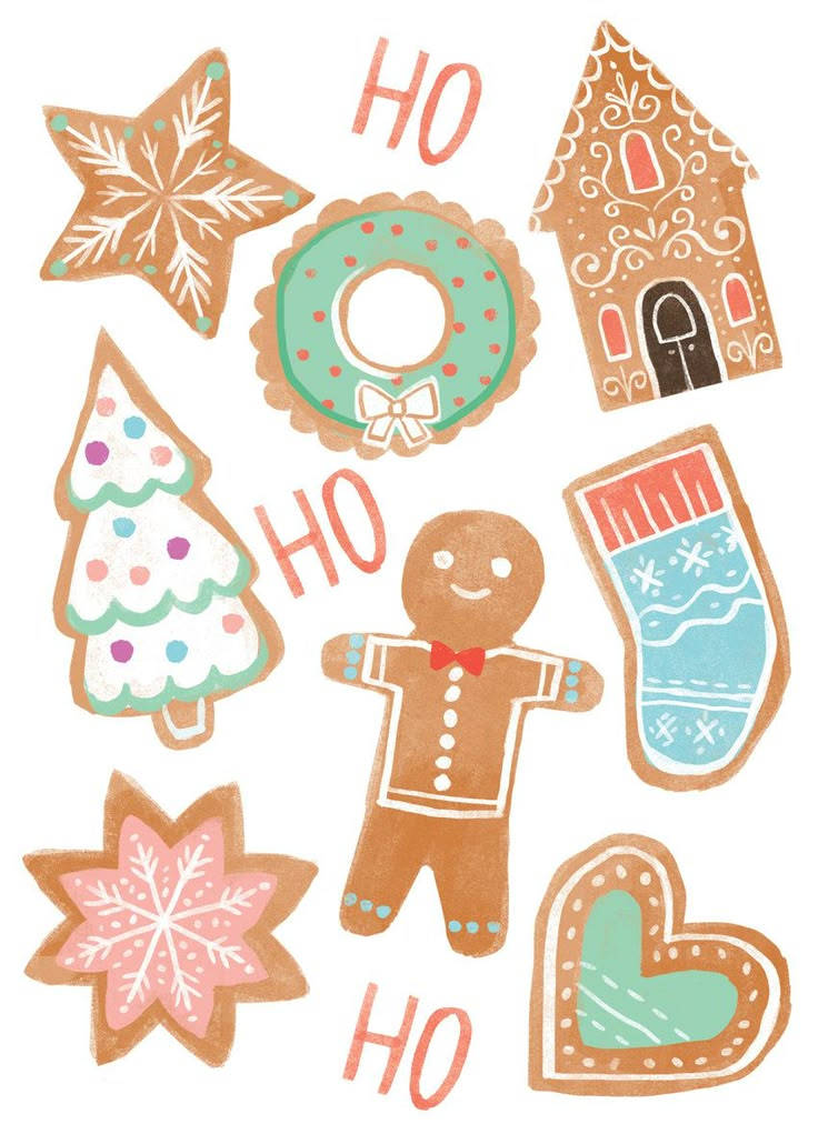 an image of christmas stickers with gingers and snowflakes on the side