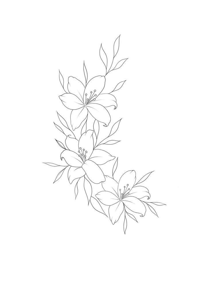 a line drawing of flowers on a white background