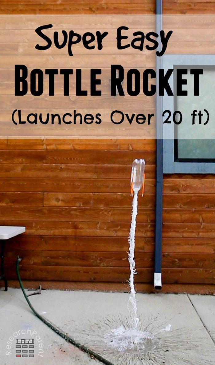 a water spouting out of the ground with text overlay that reads super easy bottle rocket launch launchings over 20 ft