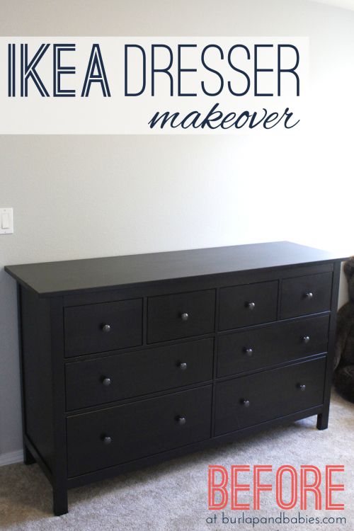 a black dresser with the words ikea dresser makeover on it's wall