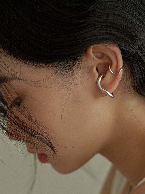 Simple Chic Solid Color Normcore Earrings SILVER-One_size Bone Earrings, Twisted Metal, Alloy Earrings, Pierced Jewelry, Style Punk, Simple Chic, Ear Cuffs, Earring Type, Clip Earrings