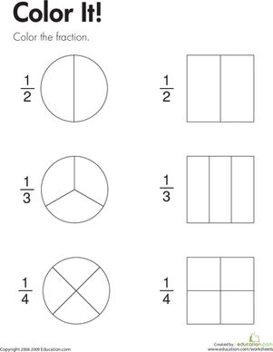 the color it worksheet for kids to learn how to make fractions and numbers