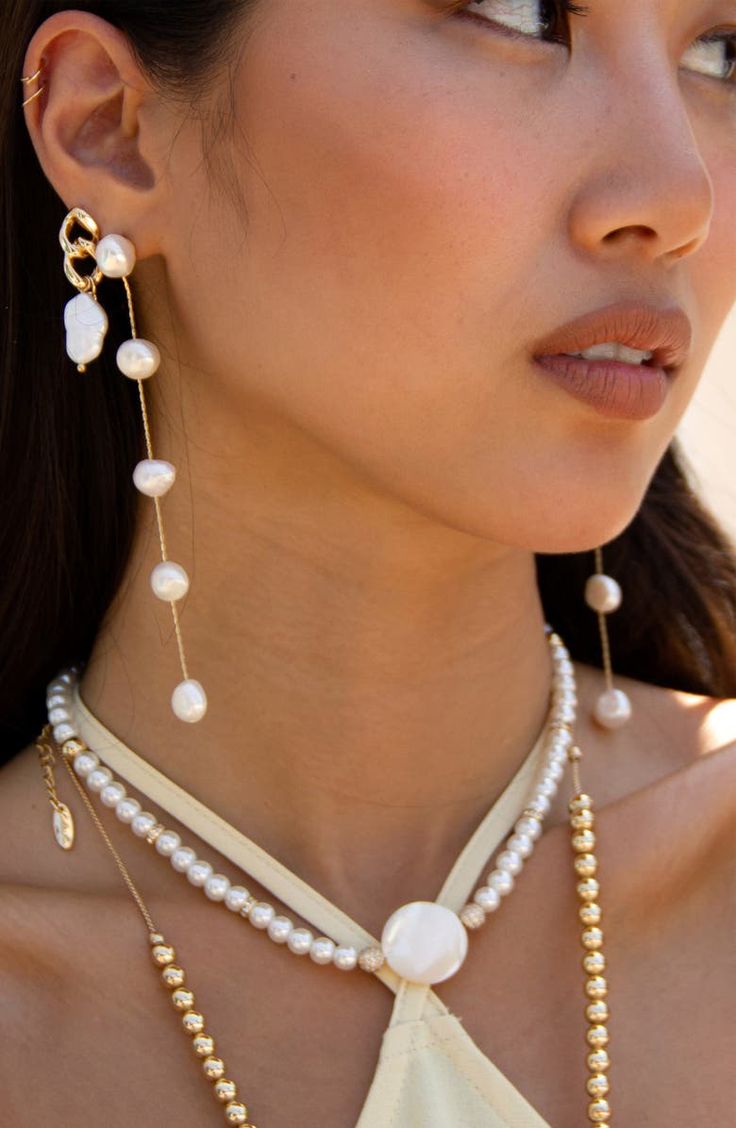 Pearl Trend, Mermaid Tears, Freshwater Pearl Drop Earrings, Back Necklace, Shell Bracelet, Freshwater Pearls Earrings, Gold Plated Bracelets, Gold Drop Earrings, Dream Jewelry