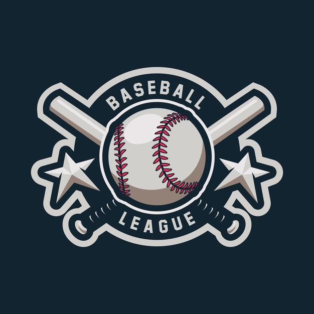 the baseball league logo with two bats and a ball in it's center, on a dark background