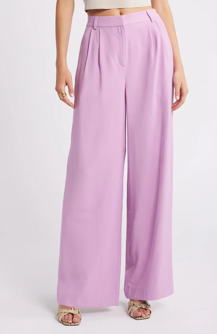 Open Edit High Waist Wide Leg Trousers | Nordstrom Chic Wide Leg Rayon Pants For Spring, Wide Leg Pants For Business Casual In Summer, Summer Wide Leg Pants For Business Casual, Elegant Full Length Rayon Pants, Summer Wide Leg Dress Pants For Work, Full Length Culottes For Spring Formal Occasions, Formal Summer Wide Leg Pants, Formal Full Length Culottes For Spring, Formal Full-length Spring Culottes