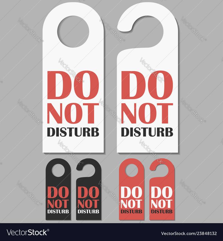 two do not disturb door hangers with red and black lettering on the front side