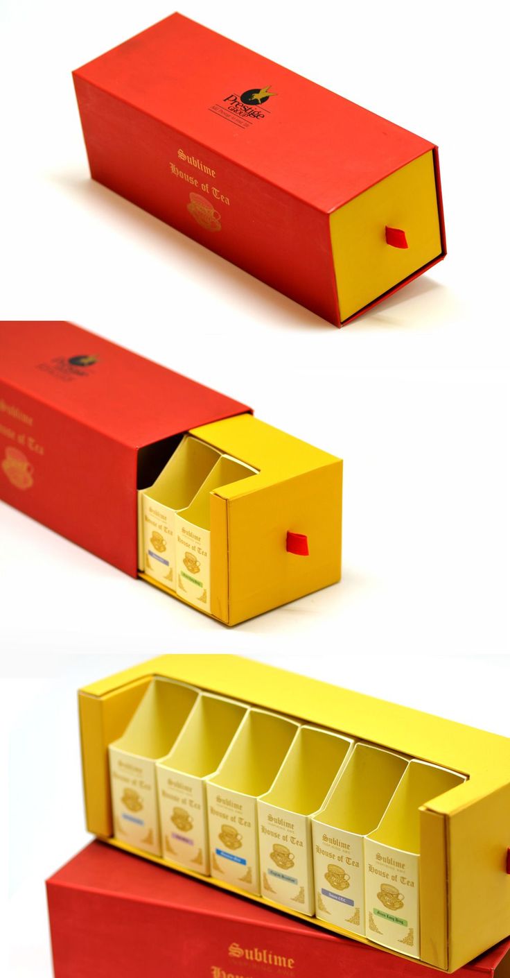 three red boxes with yellow labels on them and the bottom one has an open lid