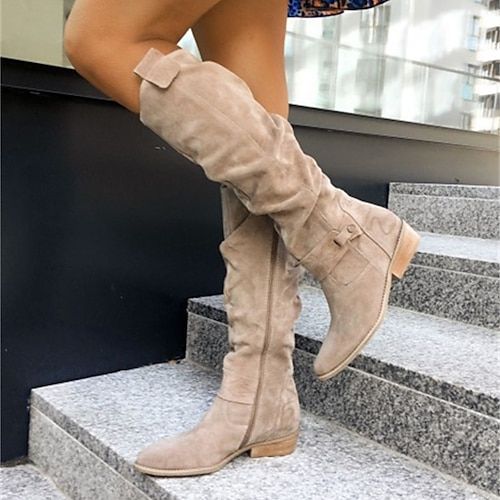 Category:Boots; Upper Materials:Faux Suede; Season:Spring,Fall,Winter; Heel Type:Block Heel; Gender:Women's; Toe Shape:Round Toe; Type:Knee High Boots; Style:Vintage,Casual,Comfort; Heel Height(inch):1-2; Outsole Materials:Rubber; Occasion:Daily,Work; Pattern:Solid Color; Listing Date:10/08/2023; Production mode:Self-produce; 2024 Trends:Suede Shoes,Cowboy Boots,Slouchy Boots; Foot Length:; Foot Width:; Heel Height:Low Heel Wallpaper Nike, Womens Knee Boots, 2022 Outfits, Knee High Boots Winter, Womens High Boots, Cauliflower Casserole, Popular Boots, Point Shoes, Nike Leggings