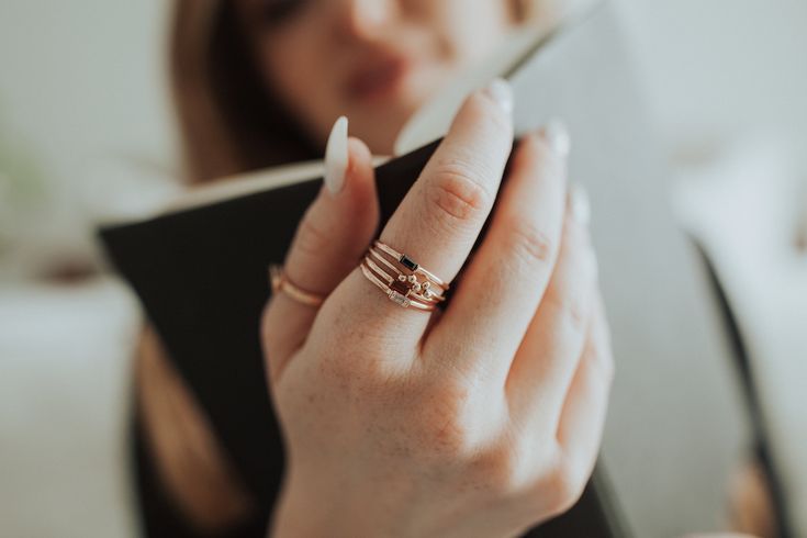 The Mini September Stackable is made with your choice of dark blue or sparkling clear Sapphire that has been cut into a perfect rectangular shape. This mini collection is 100% handmade with real, authentic stones in their polished form.Often when you buy a "birthstone ring" from somewhere else, it's actually just a piece of plastic (CZ) that is dyed to be the color of Sapphire. But that is NOT the case here! This is an actual Sapphire. At Little Sycamore, you'll always be getting the real authen Faceted Stackable Rings Fine Jewelry Gift, Faceted Stackable Rings As Fine Jewelry Gift, Faceted Stackable Rings For Gifts, Anniversary Stackable Rings With Rectangular Stone, Minimalist Everyday Ring With Rectangular Stone, Minimalist Everyday Rings With Rectangular Stone, Minimalist Square Cut Jewelry For Gift, Dainty Emerald Cut Stackable Rings For Gift, Stackable Rings With Rectangular Stone For Anniversary