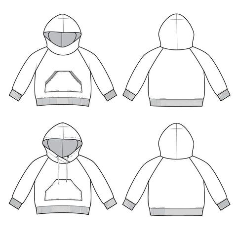 the front and back views of a hoodie