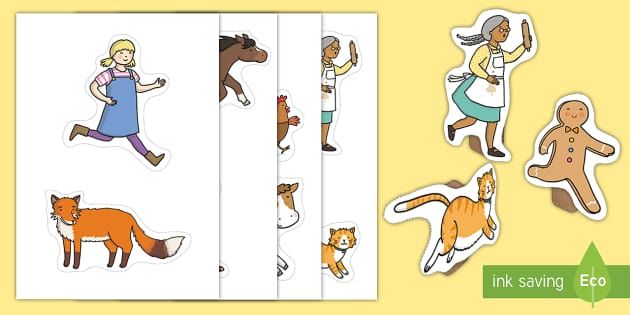 cut out stickers with an image of people and animals in different poses, including a woman