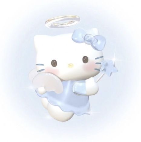 a hello kitty figurine with an angel halo