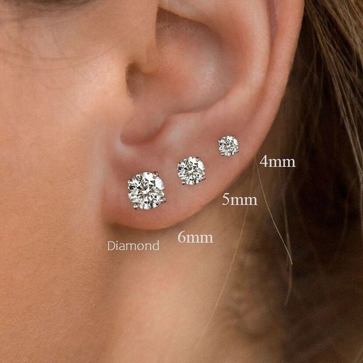 three different types of ear piercings are shown in this image, with the size and shape