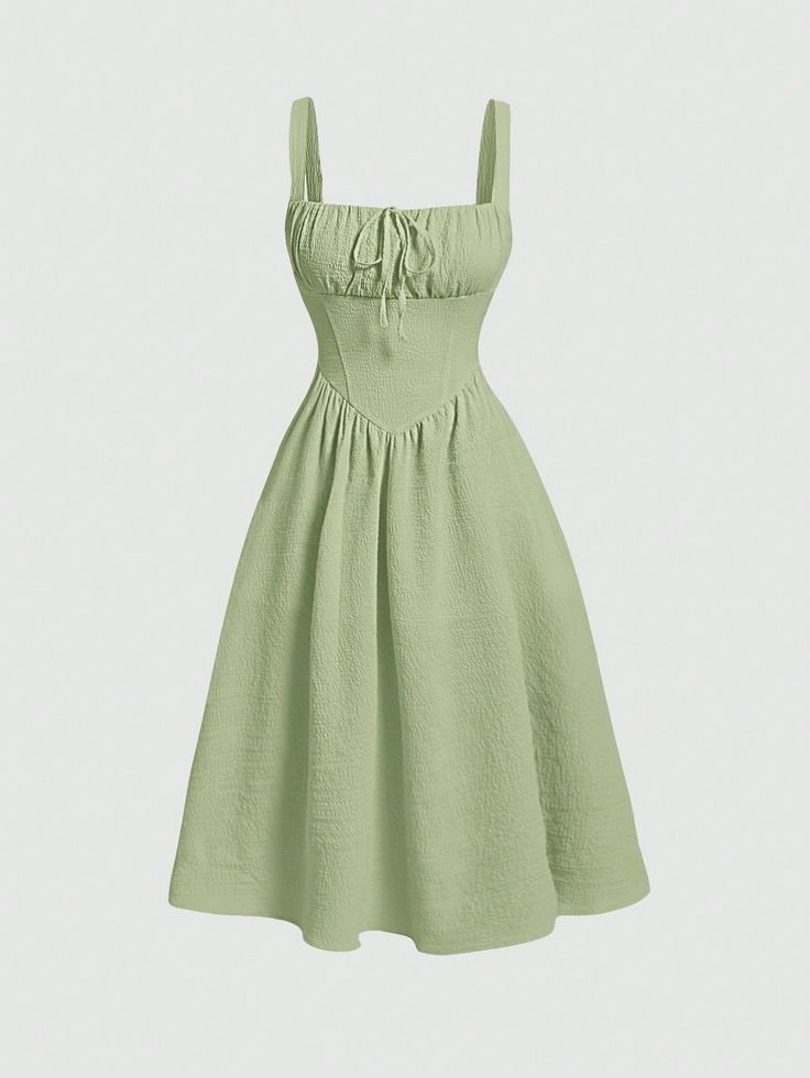 Light Green Cocktail Dress, White And Green Dress, Green Outfits For Women, Clothes Cottagecore, Verde Lima, Cute Dress Outfits, Mode Inspo, Fairy Dress, Really Cute Outfits