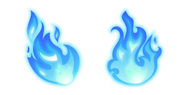 two blue flames on a white background