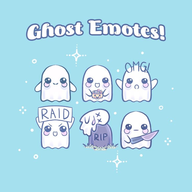 the ghost emotes stickers are all in different shapes and sizes, including one with