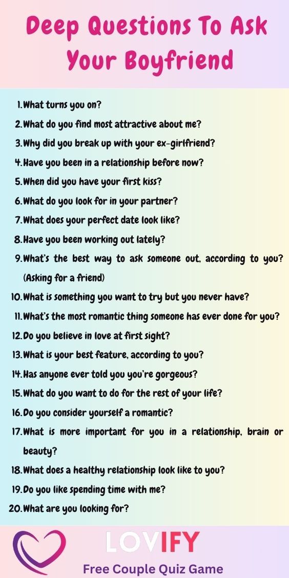 Deep Questions To Ask Your Boyfriend 
 HOT Truths or Dares questions for couples 
 Spicy couple games 
 Intimate games for couples 
 Relationship challenges Questions Asked To Boyfriend, Boyfriend Games Ideas, Deep Question To Ask Your Boyfriend, 21 Questions To Ask Your Boyfriend, True Or Dare Questions Over Text Spicy, What Are Some Questions To Ask A Boy, What To Talk With Your Boyfriend, 20 Questions Spicy, Cute Couple Games To Play