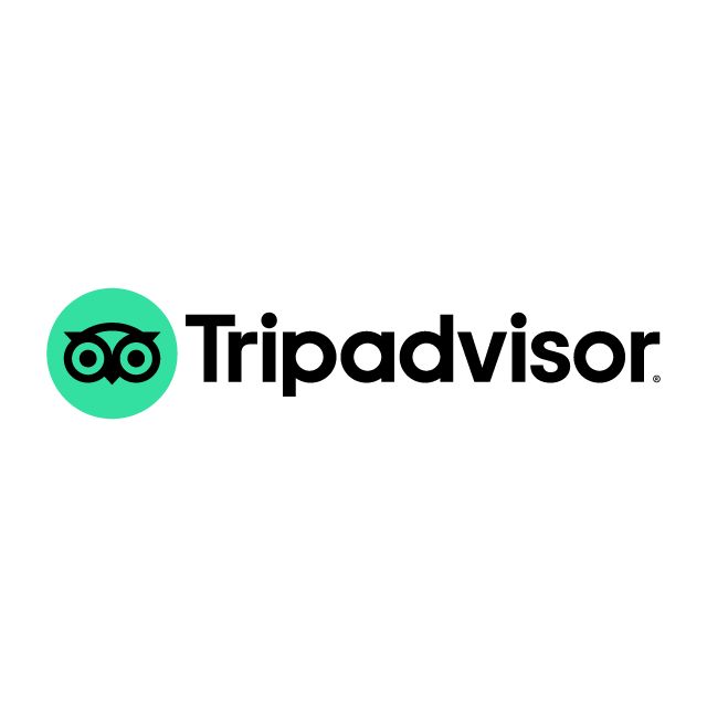 the logo for tripadvisor is shown in black and green on a white background