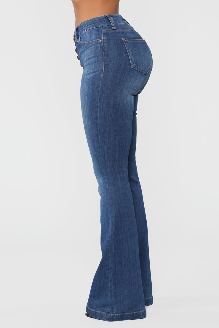 Trendy Medium Wash Jeans With Button Closure, High Rise Denim Jeans With Button Closure, Button-up Fitted Denim Blue Jeans, Fitted Button-up Denim Blue Jeans, High Rise Denim Blue Jeans With Button Closure, Medium Wash High Rise Jeans With Button Closure, High Rise Jeans With Buttons, High Rise Jeans With Button Closure In Medium Wash, Denim Blue Button-up Fitted Jeans