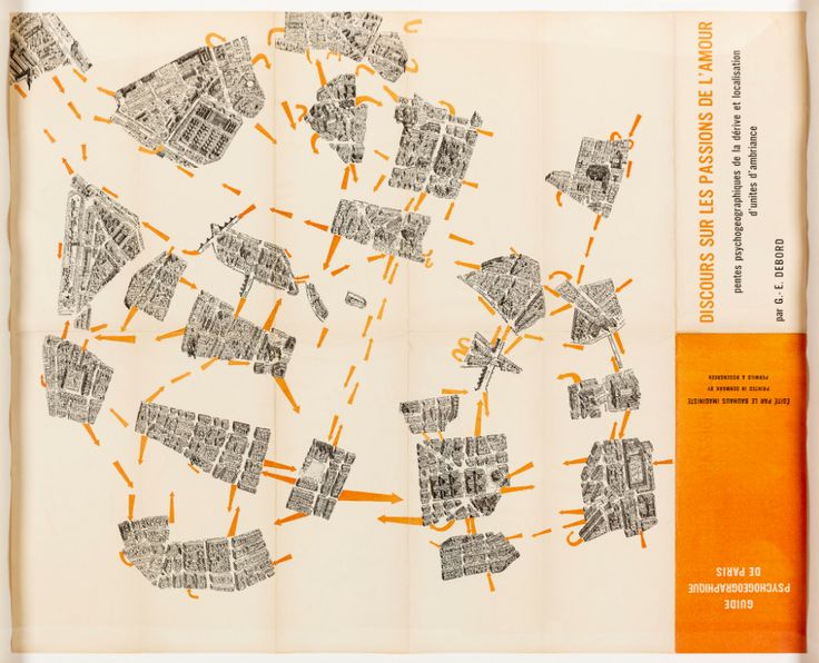 an orange and white map with lines drawn on it's sides in different directions