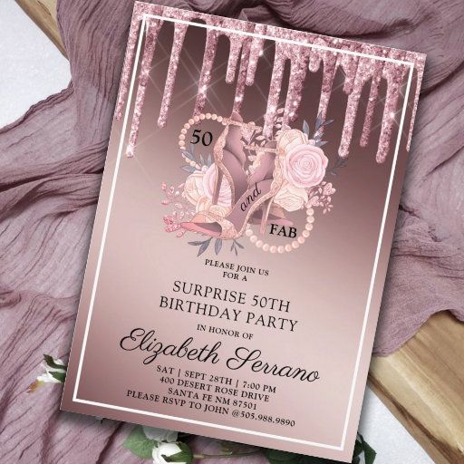 an elegant pink birthday party with high heels and roses on the front is featured in this image