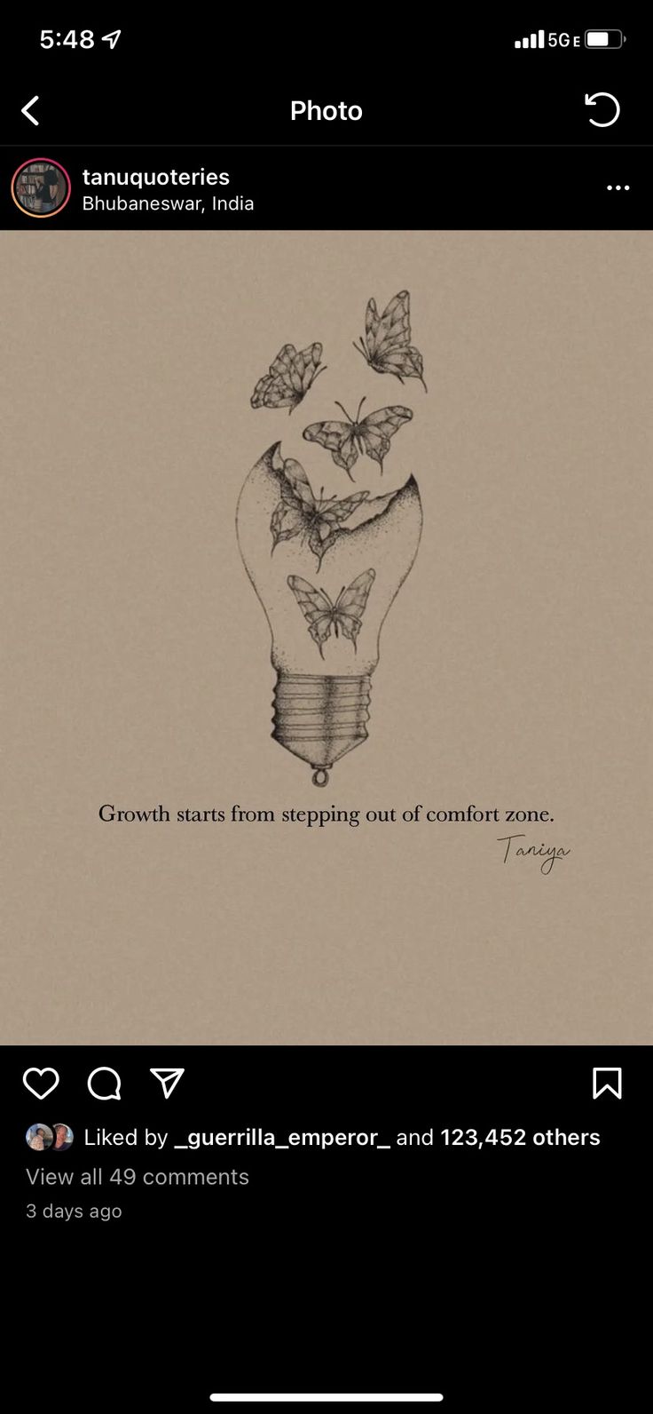 an image of a light bulb with butterflies on it and the caption reads, growth starts from seeding out common seeds