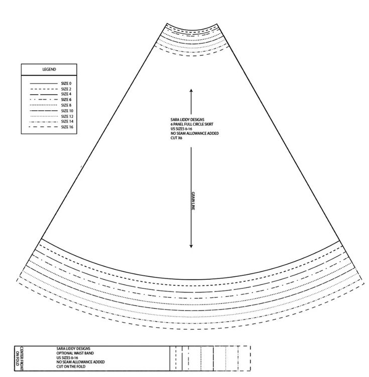 the front and back view of a dress pattern, with measurements for each section on it