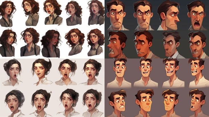 various facial expressions and hair styles for the character in disney's beauty and the beast