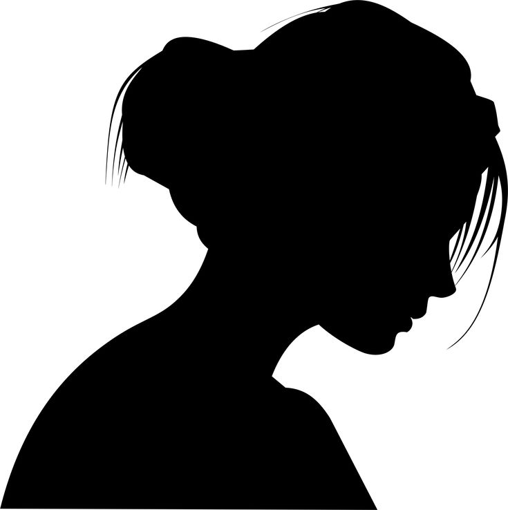 the silhouette of a woman's head is shown