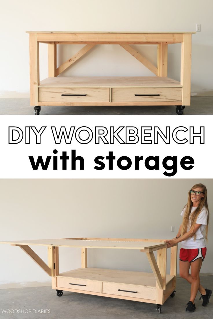 the diy workbench with storage is easy to make