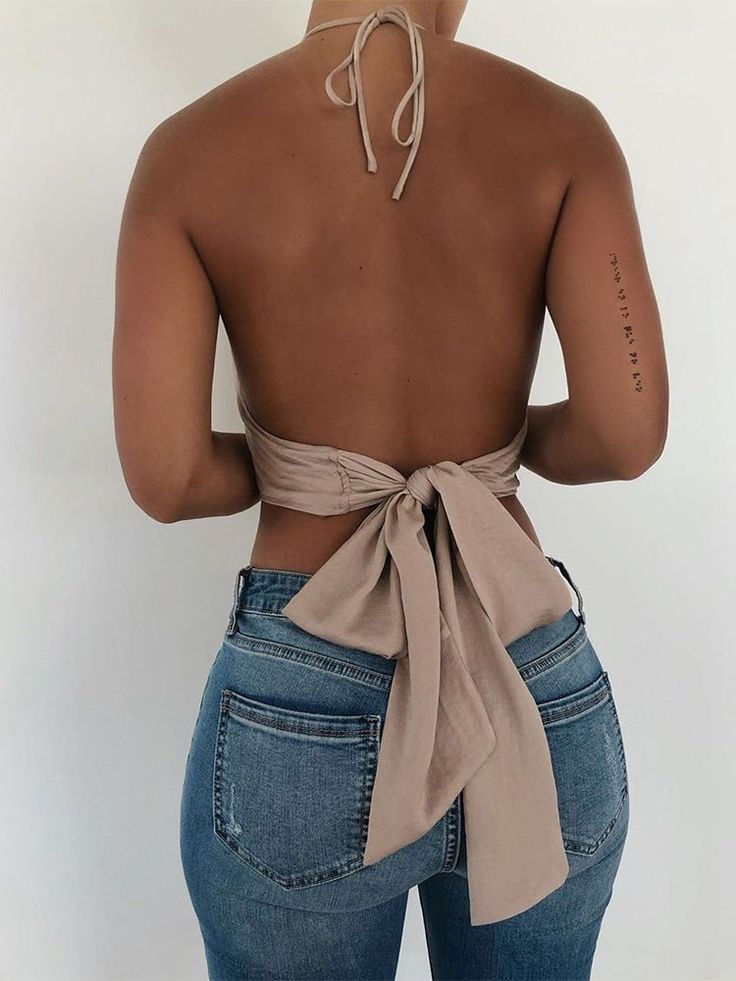 London Chic, Club Dresses Short, Backless Shirt, Tie Up Crop Top, Satin Crop Top, Solid Tank Tops, Backless Crop Top, Womens Cami, Fancy Pants