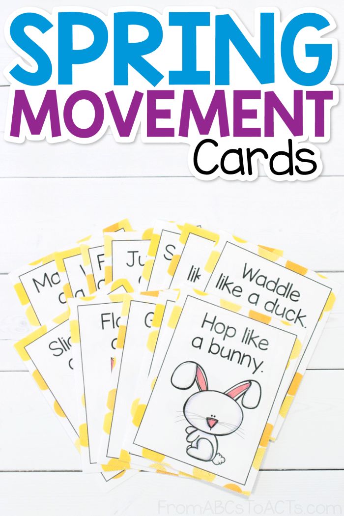 four spring movement cards with the words i'm glad to be able to read