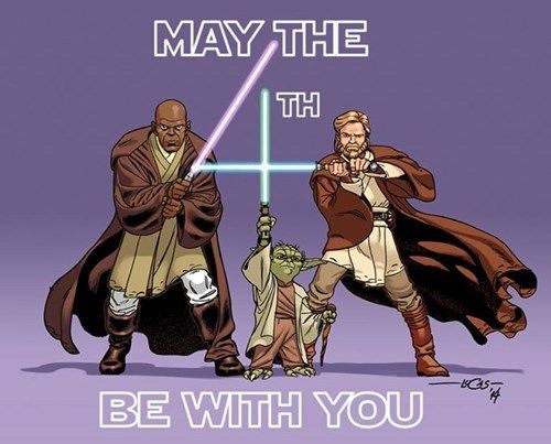 star wars characters with the words may the fourth be with you