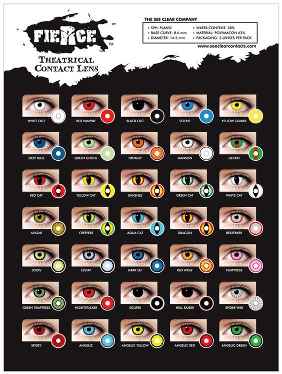 Fierce Contact Lenses Zombie Contacts, Cool Contacts, Vampire Contacts, Eye Color Chart, Purple Contacts, Colored Eye Contacts, Scary Zombie, Eye Contact Lenses, Halloween Contact Lenses