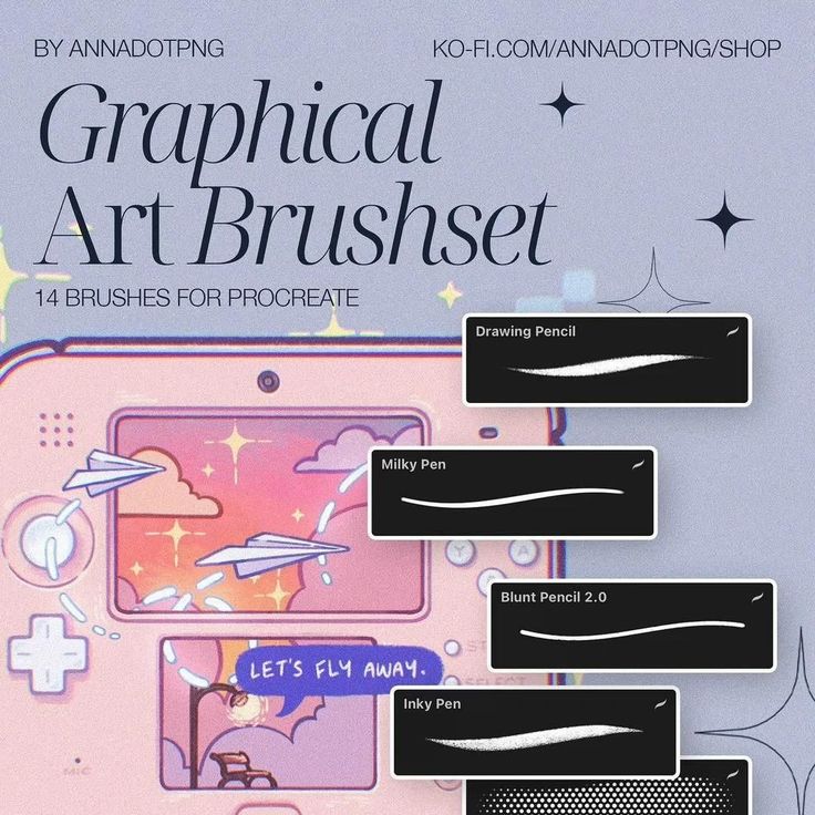 an advertisement for graphic art brusheset with instructions on how to brush it and how to use them