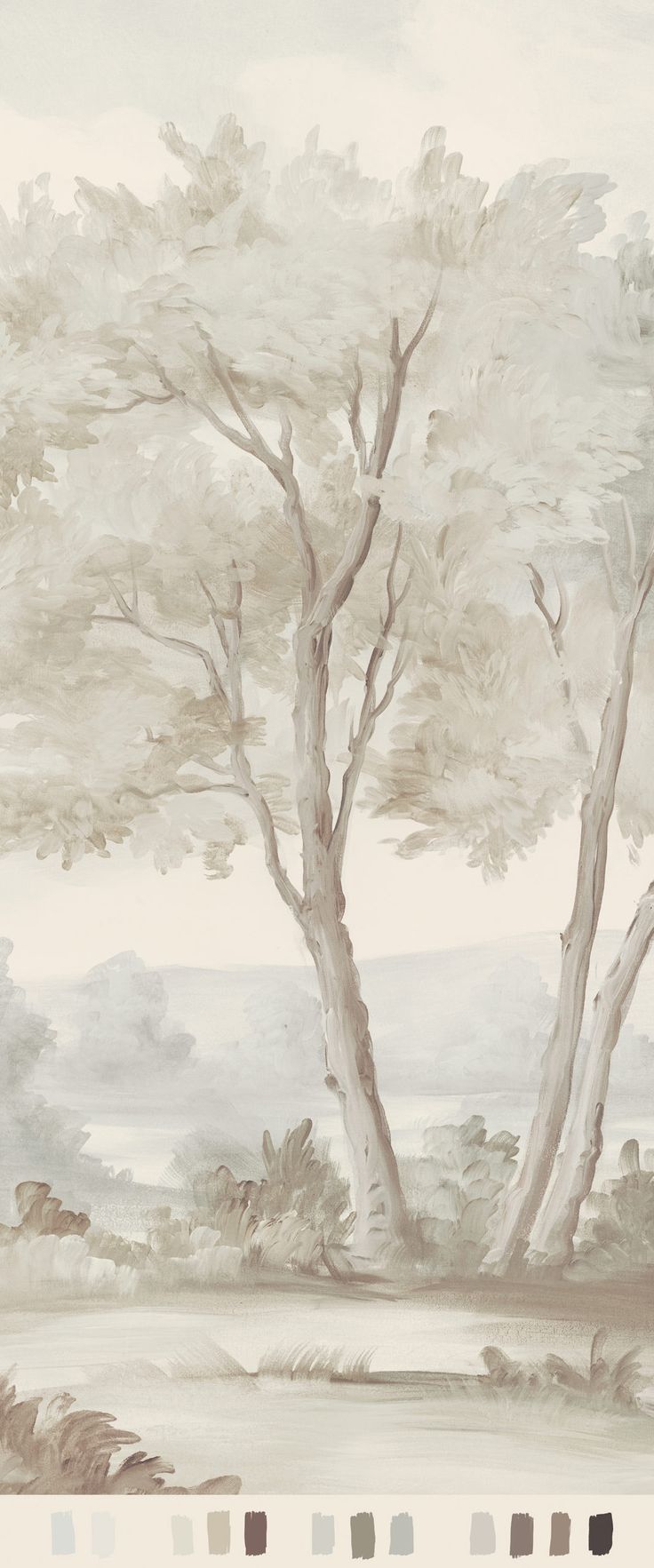 an image of a painting with trees in the background