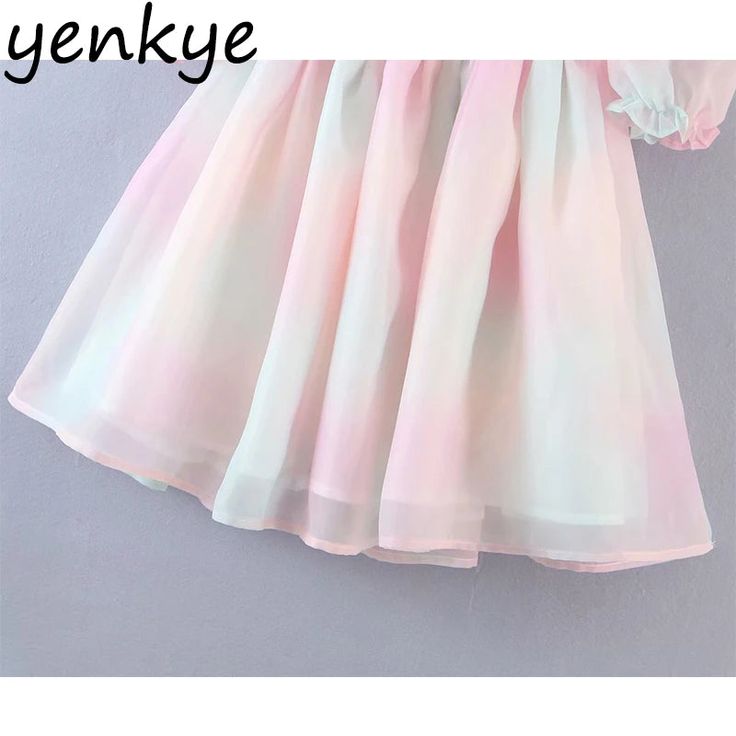 SPECIFICATIONSBrand Name: yenkyeElasticity: Non StrechSleeve Style: puff sleeveFabric Type: OrganzaPattern Type: Tie dyeFit Type: SlimSilhouette: A-LINENeckline: Square CollarDecoration: Tie dyeStyle: SweetDresses Length: Above Knee, MiniMaterial: PolyesterAge: 18-24Origin: Mainland ChinaCN: BEIJINGWaistline: empireSleeve Length(cm): shortSeason: SummerRelease Date: Summer 2021Model Number: women dress YF7629Gender: WOMENpattern type: Tie Dye Print Sweet Long Sleeve Mini Dress, Sweet Long Sleeve Mini Dress For Spring, Multicolor Lantern Sleeve Dresses For Party, Multicolor Lantern Sleeve Party Dress, Sweet Summer Chiffon Dress, Sweet Chiffon Summer Dresses, Sweet Long Sleeve Summer Dress, Sweet Long Sleeve Party Dress, Sweet Spring Party Dresses