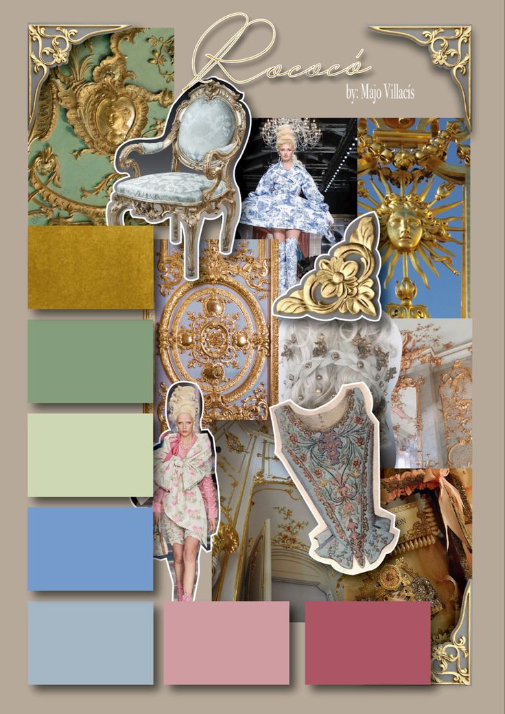 Rococo moodboard Mood Boards Aesthetic Fashion Design, Fashion Illustration Moodboard, Rococo Aesthetic Fashion Modern, Rococo Fashion Modern Style, Baroque Mood Board, Rococo Style Fashion, Fashion Moodboard Portfolio, Rococo Collage, Baroque Inspired Fashion