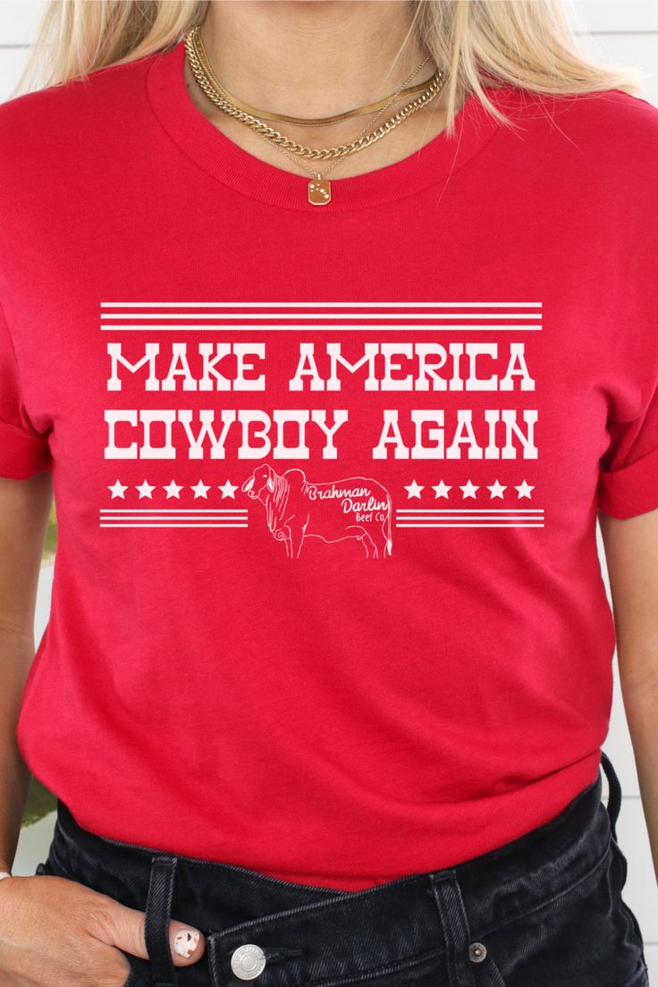 Make America Cowboy Again with this western graphic tshirt. Made on Bella Canvas, Unisex cut and true to size. Shop this tee and many other cute western tshirts in my Etsy store! Western Tshirts, Western Tees, Make America Cowboy Again, Western Tshirt, Western Tee, Western Graphic Tees, Bella Canvas Tees, Rodeo, Etsy Store