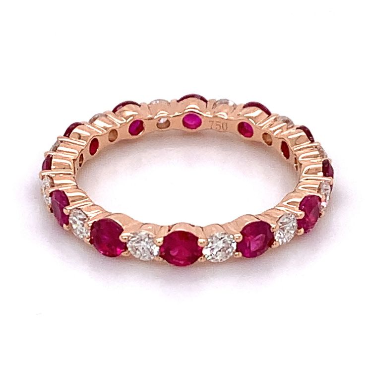 Alternating bands are fun and flirty! You can pretend it's a right hand ring or wear it as a wedding band - you decide one thing we know you will love the shine and dazzle of white diamonds and a deep hue of ruby.Metal: 18K Rose Gold12 Diamond Weight: 0.65ct t.w. 12 Ruby Weight: 1.46ct t.w. Ruby Diamond Rings, Right Hand Rings, Ruby Diamond, Diamond White, Ruby, Diamond Ring, Wedding Bands, Band