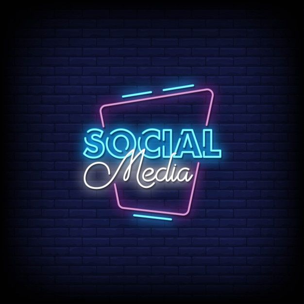 a neon sign that says social media