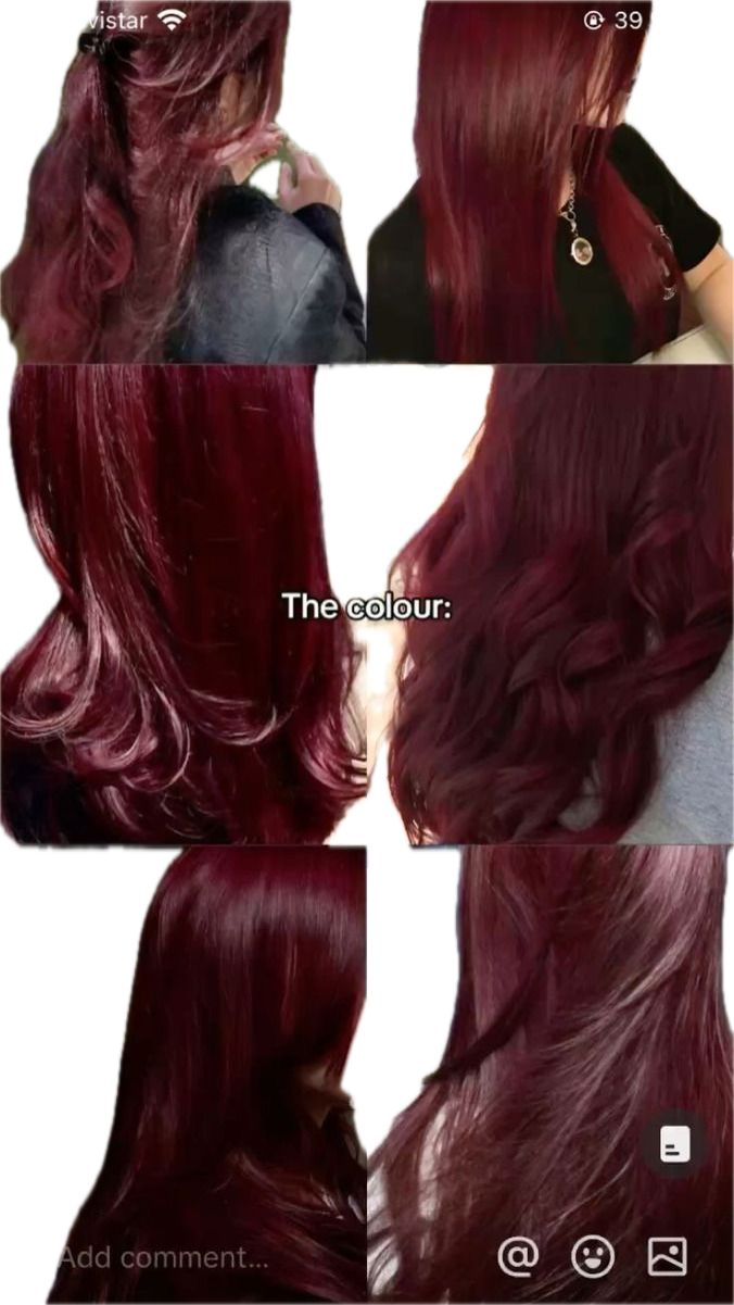 Purplish Red Hair, Red Cherry Hair, Cool Hair Designs, Hair References, Cherry Red Hair, Cherry Hair, Hair Reference, Color Inspo, Pretty Hair