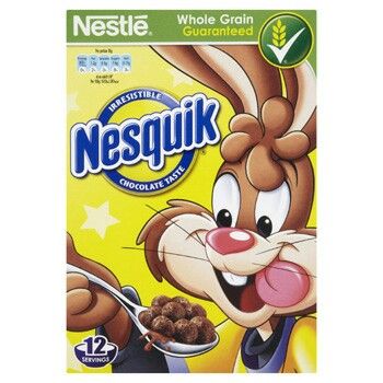 nestle cereal box with an image of a rabbit eating