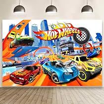 an art print on the wall of a room with cars and hot wheels in it