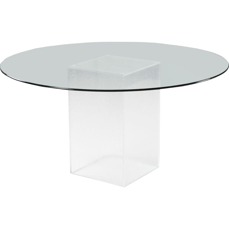 a clear glass table with a square base