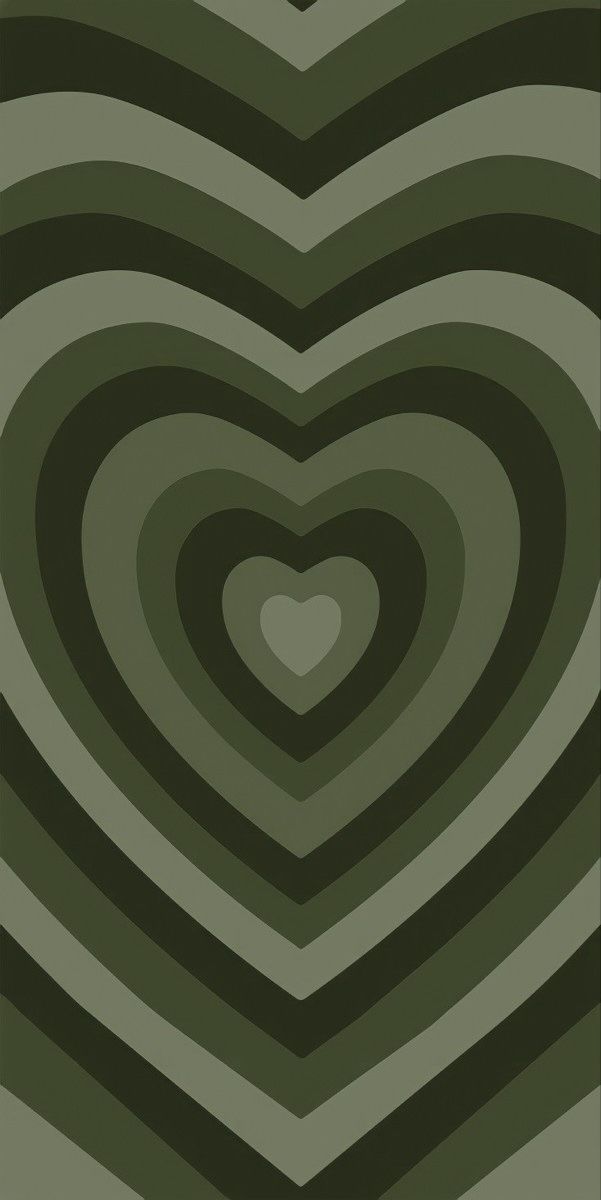 a heart shaped object in the middle of a green and black background with wavy lines