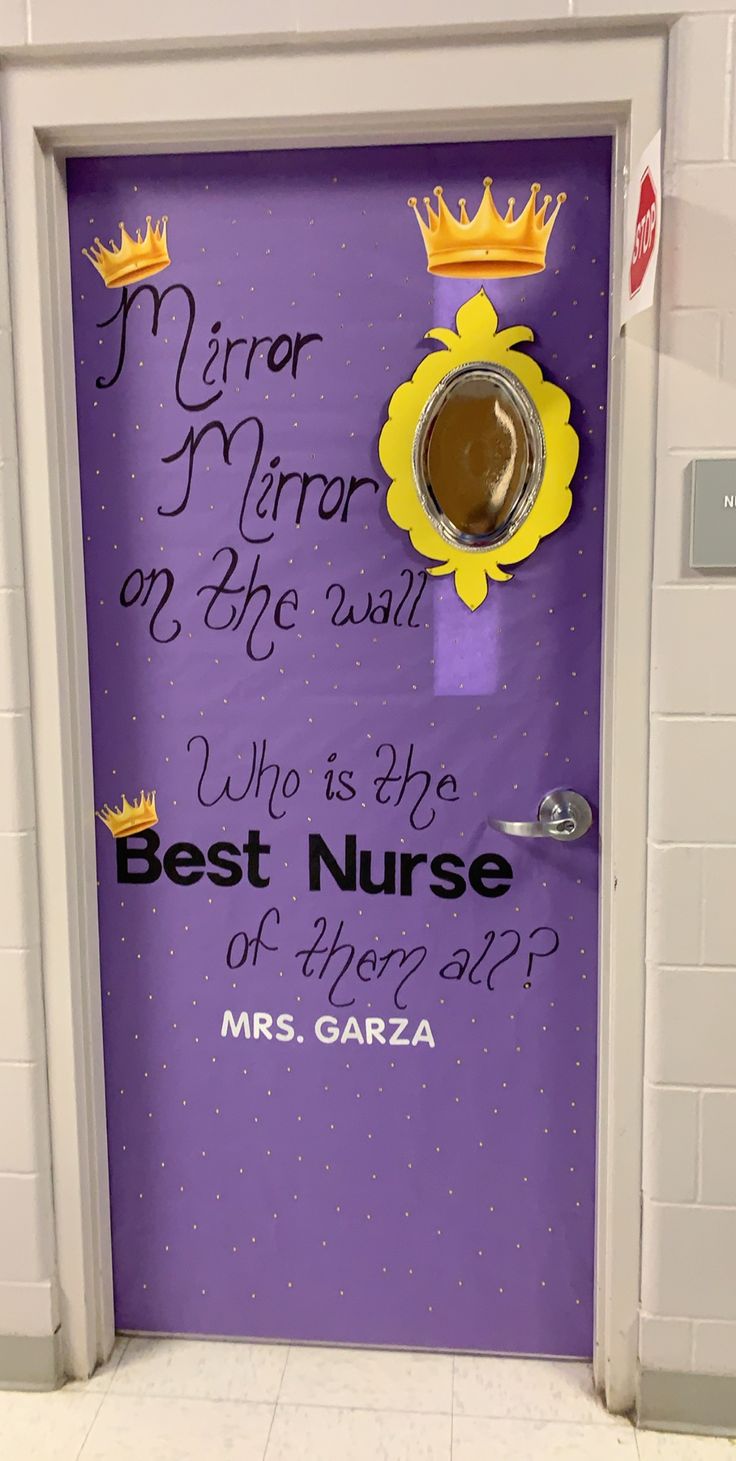 a purple door with a crown on it and the words best nurse written on it