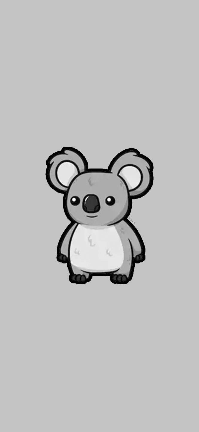 a cartoon koala bear sitting on top of a gray background